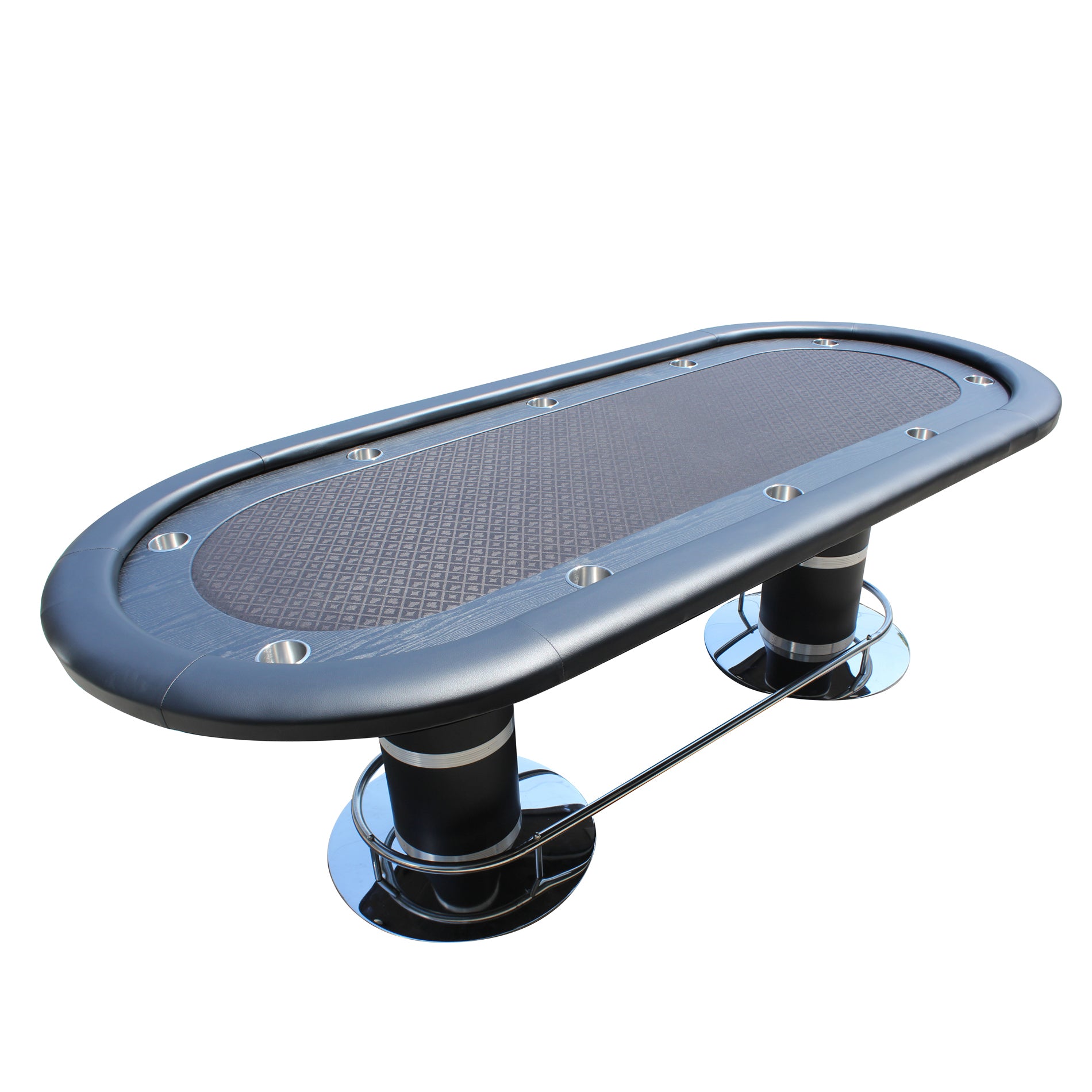 96' Poker Table 10-Player for Casino Game Texas Holdem Elite Oval Black Waterproof Felt with Racetrack