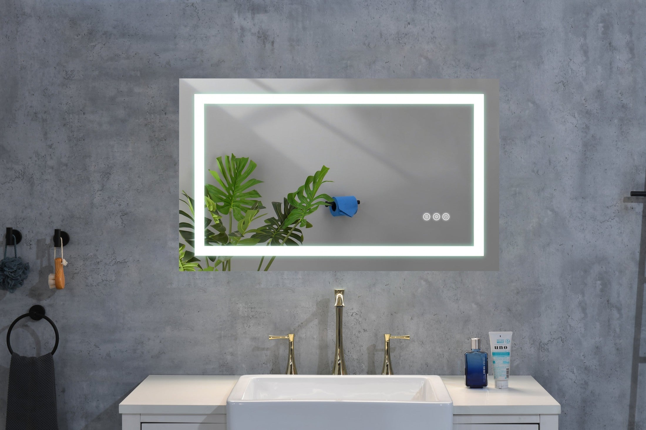 LED Bathroom Mirror 40  'x  30 ' with Front and Backlight, Large Dimmable Wall Mirrors with Anti-Fog, Memory, 3 Colors, LED Vanity Mirror