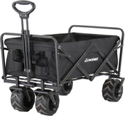 Heavy Duty 350 Lbs Capacity Collapsible Wagon, Outdoor Folding Camping Wagons, Grocery Portable Utility Cart, Adjustable Rolling Carts, All Terrain Sports Wagon with Big Wheels by Boahaus