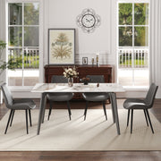 62.99' Modern Artificial Stone White Pandora Straight Edge Dark Grey Metal Leg Dining Table-Can Accommodate 6 People(Dining Table Only)