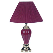 27' Tall Ceramic Table Lamp, Urn-Shaped with Burgundy finish, Linen Shade