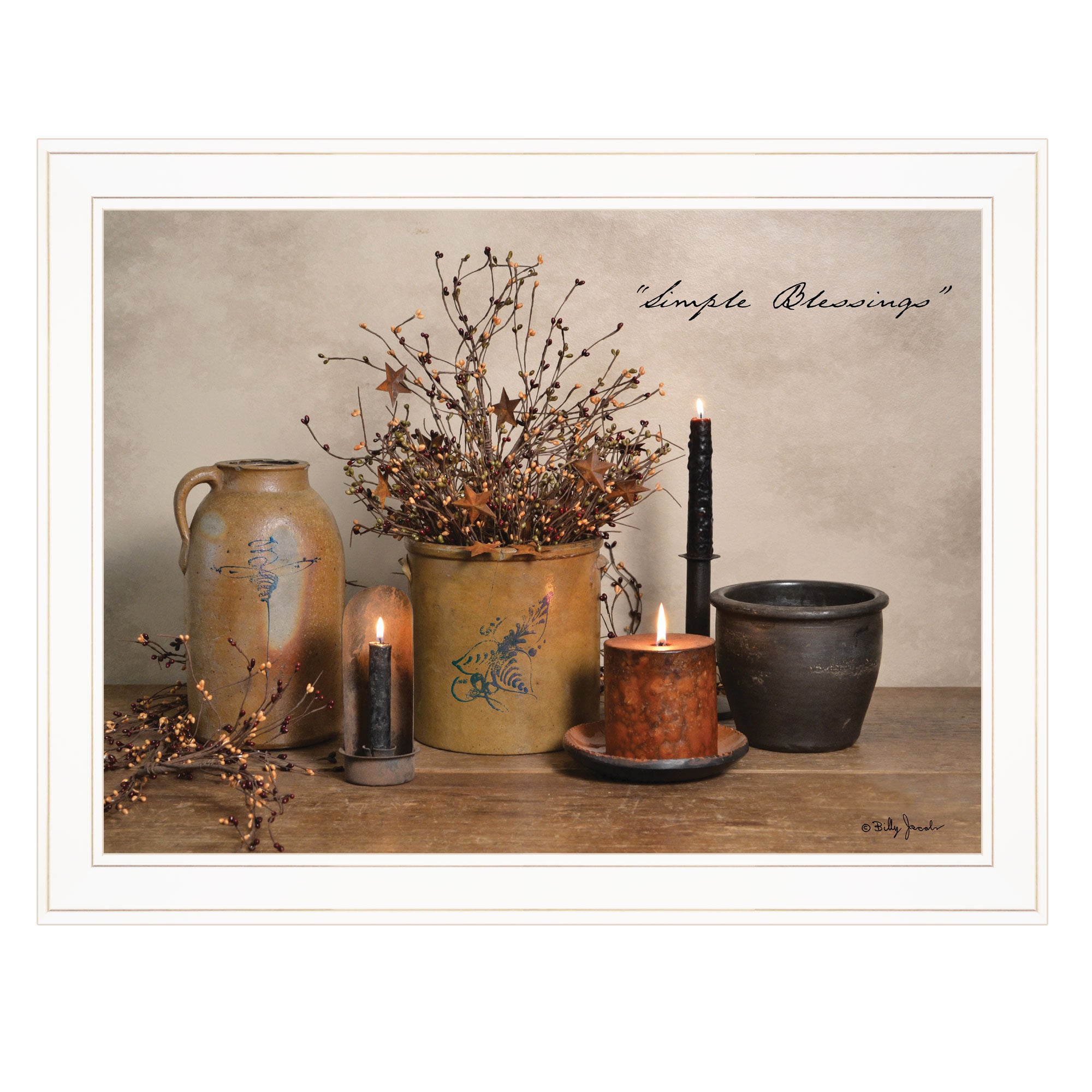 'Simple Blessings' by Billy Jacobs, Ready to Hang Framed Print, White Frame