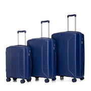 20'/24'/28' 3 pcs/set in PP Spinner Wheel Luggage, Carry on Suitcase, Matching Color, Combination Lock (Blue)