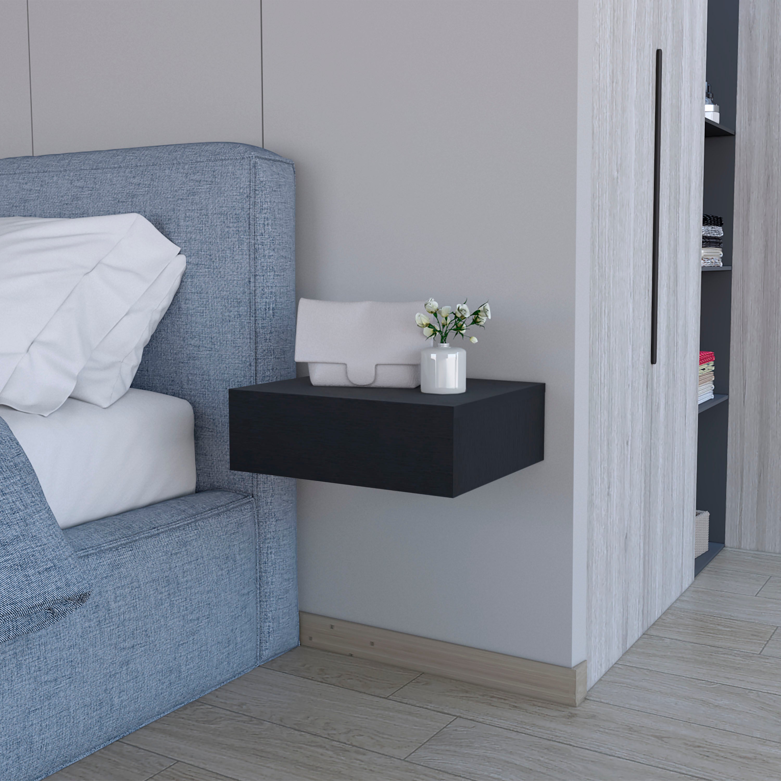 Vienna Floating Nightstand, Sleek Wall-Mounted Design with Spacious Drawer Storage