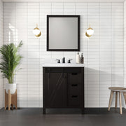 Brown Bath Vanity 30 in. W x 22 in. D, with White Quartz Countertop