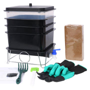 Durable Worm Farm Composting Bin with 4-Tray System for Food Waste Recycling, Black Plastic
