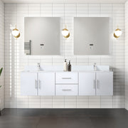 Glossy White Double Bath Vanity 72 in. W x 22 in. D, with Cultured Marble Top