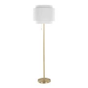 Tier 64' Contemporary Metal Floor Lamp in Gold Metal with Off-White Linen Shade by LumiSource