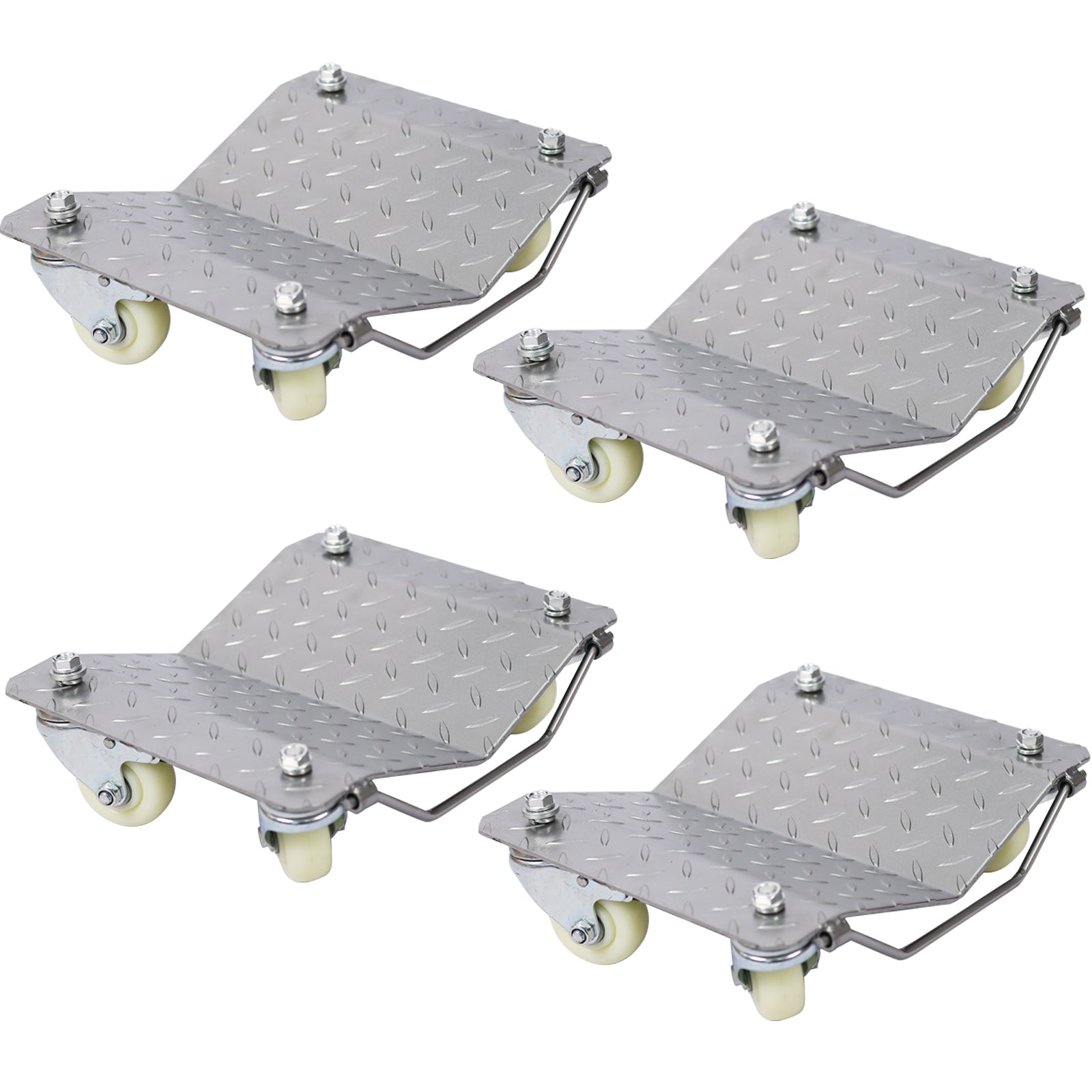 Heavy Duty Gray Car Dolly Set, 6000lbs Capacity, Metal Construction, 11.5W x 15L Inches