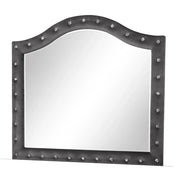 Sophia Modern Style Crystal Tufted Upholstery Mirror finished with Velvet Fabric made with Wood in Gray (INCLUDES MIRROR ONLY) same as 733569211203 (CA inventory)