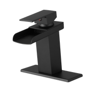 Sink Faucet With Deck Plate Waterfall Black Bathroom faucets for Sink 1 Hole or 3 Holes One Handle Faucets