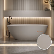 65''Freestanding Bathtub Resin Stone Soaking Bathtub Solid Surface Modern Tubs with Overflow and Pop-up Drain