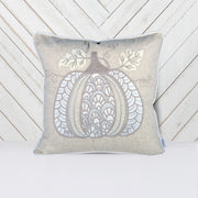 Lace Embroidered Pumpkin Throw Pillow – Neutral Fall Accent Cushion