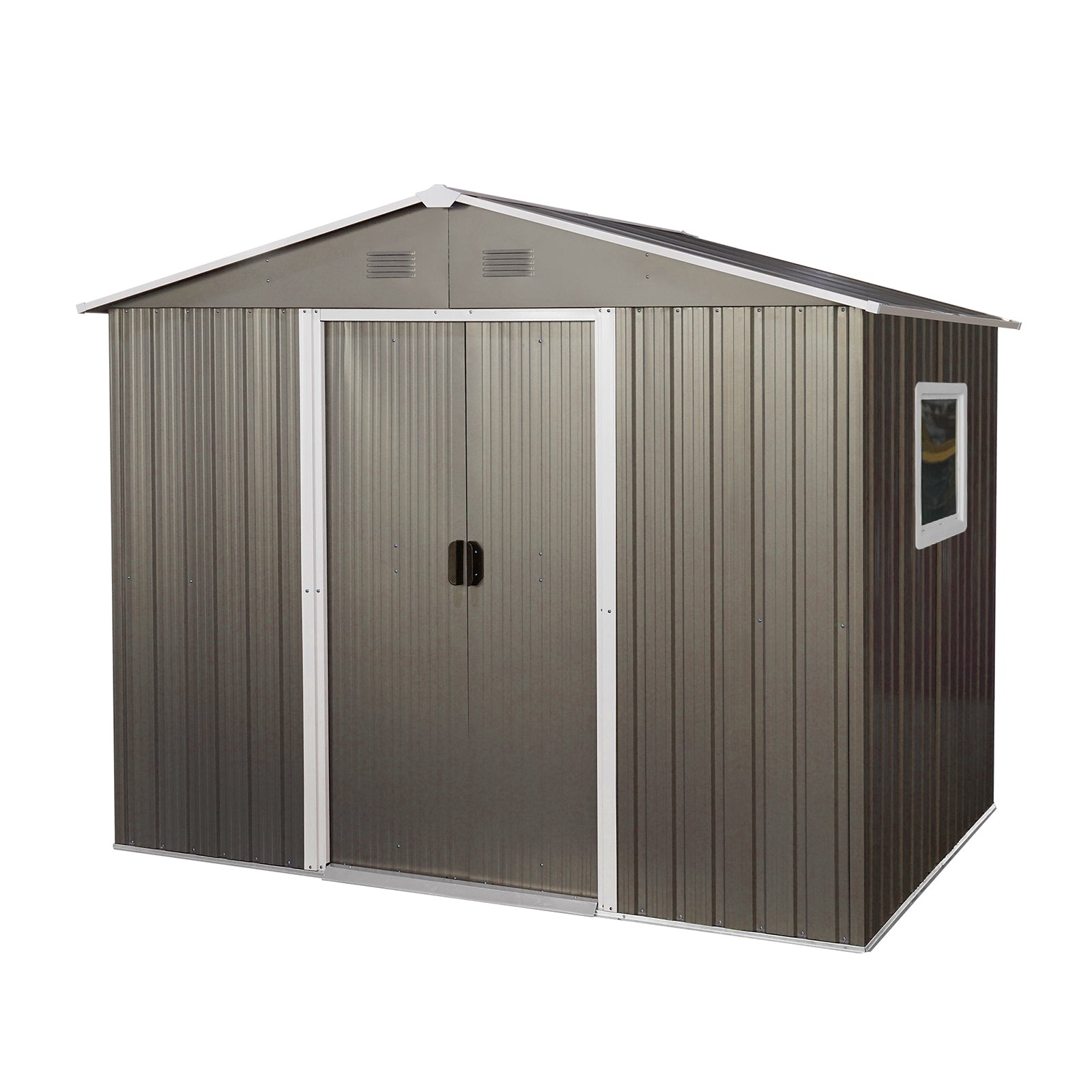 Outdoor Metal Storage Shed with Window Grey, Robust and Weather-Resistant, 8ft x 6ft