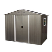 Outdoor Metal Storage Shed with Window Grey, Robust and Weather-Resistant, 8ft x 6ft