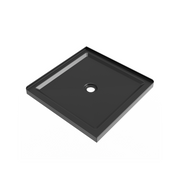 Goodyo Shower Base 36'x36' Anti-slip Acrylic Center Drain Double Threshold in Black