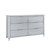 Elegant Laura Silver Dresser with Spacious Drawers and Acrylic Legs in Rubber Wood
