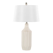 Stella 23' Contemporary Ceramic Table Lamp in Gloss Cream Ceramic with White Shade by LumiSource