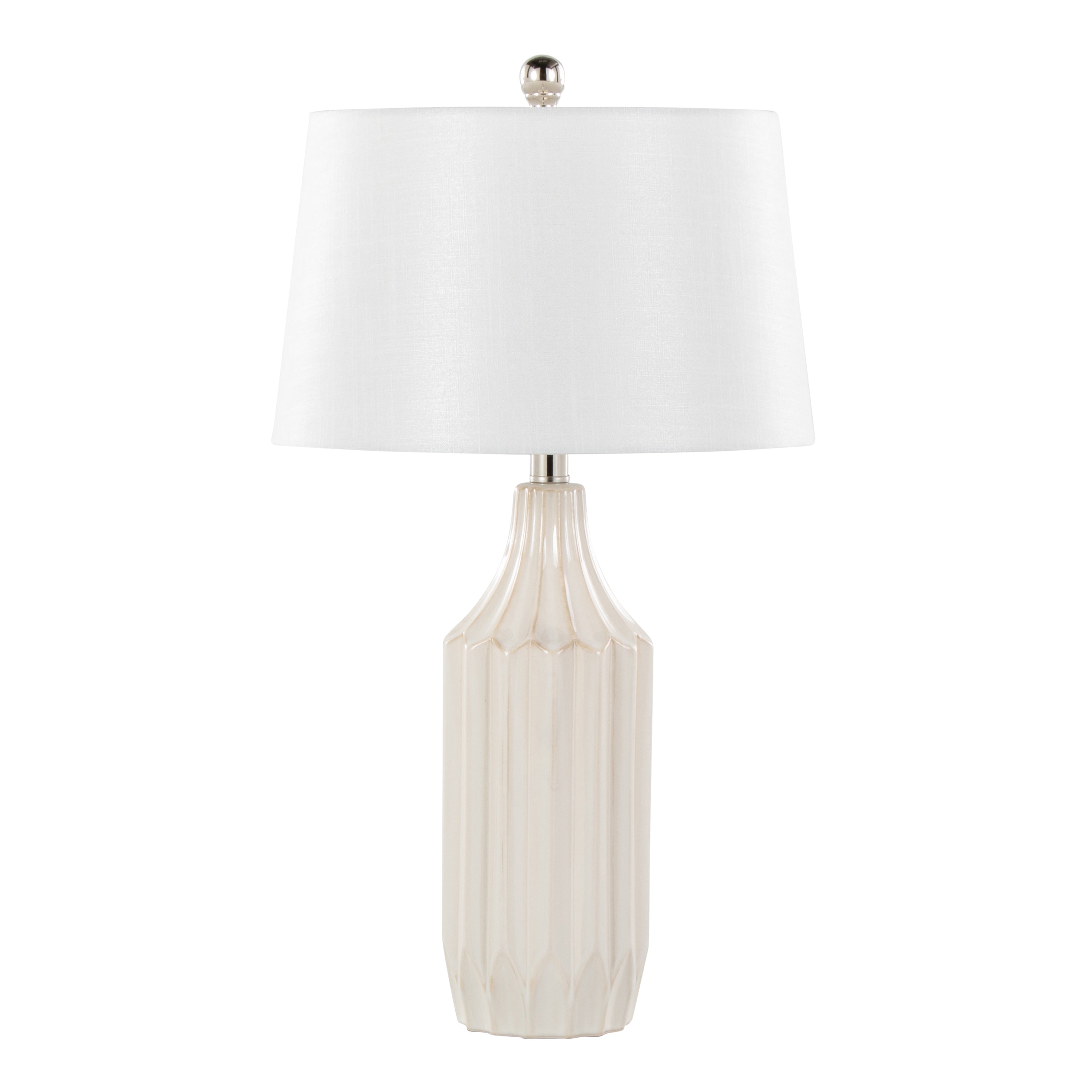 Stella 23' Contemporary Ceramic Table Lamp in Gloss Cream Ceramic with White Shade by LumiSource