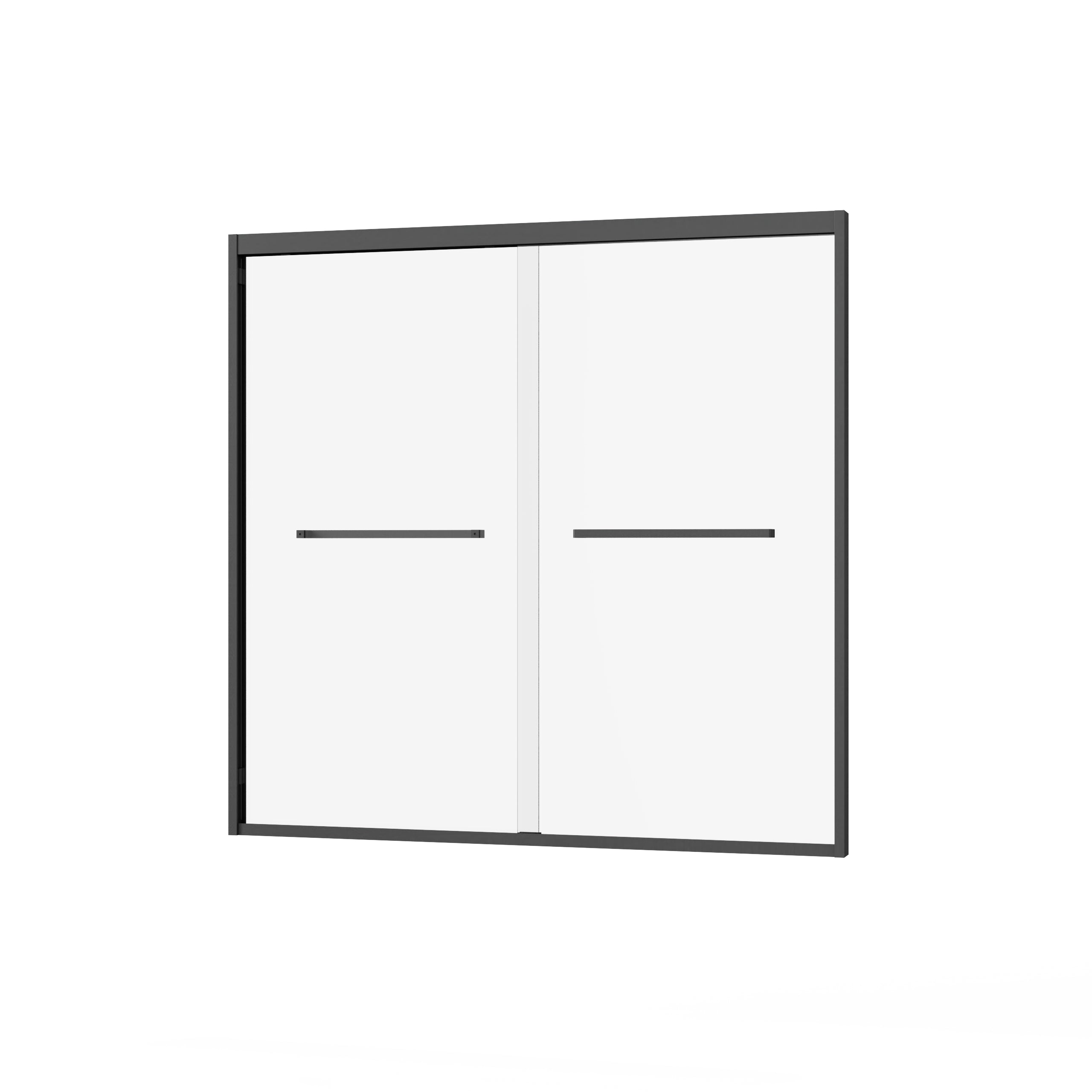 Goodyo Double Sliding Bathtub Shower Door with SGCC Clear Tempered Glass, Matte Black, 58 in. W x 60 in. H