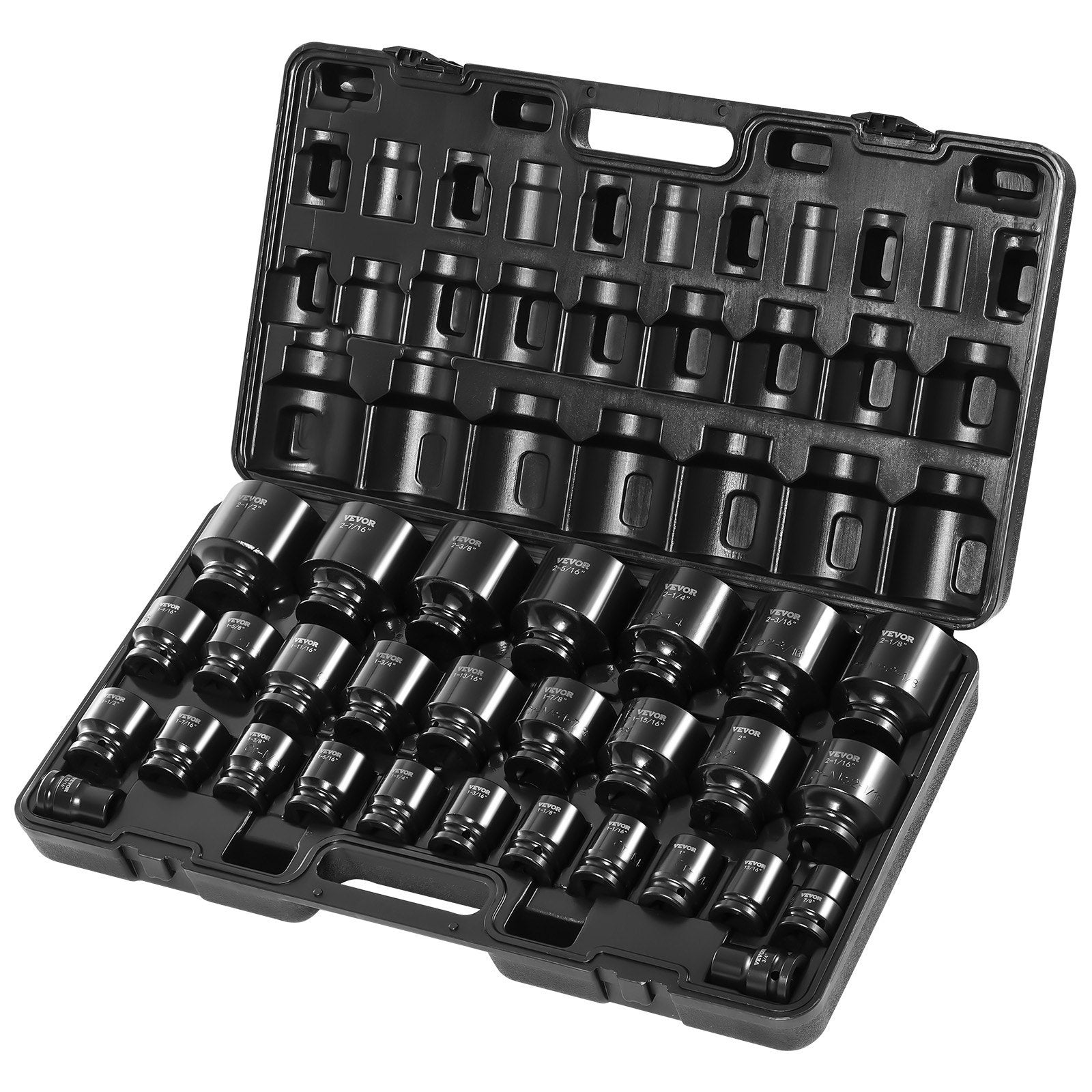 Impact Socket Set 3/4 Inches 29 Piece Impact Sockets, 6-Point Sockets, Rugged Construction, CR-M0, 3/4 Inches Drive Socket Set Impact SAE 3/4 inch - 2-1/2 inch, with a Storage Cage