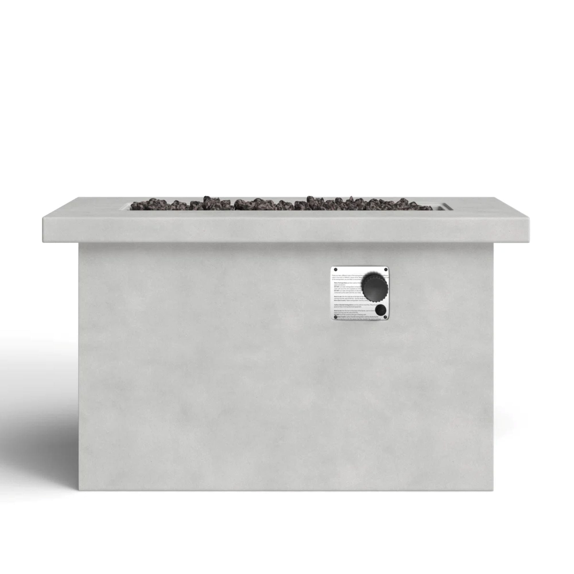 Modern Gray Concrete Propane/Natural Gas Outdoor Fire Pit Table with Stainless Steel Burning Area, 24'' H