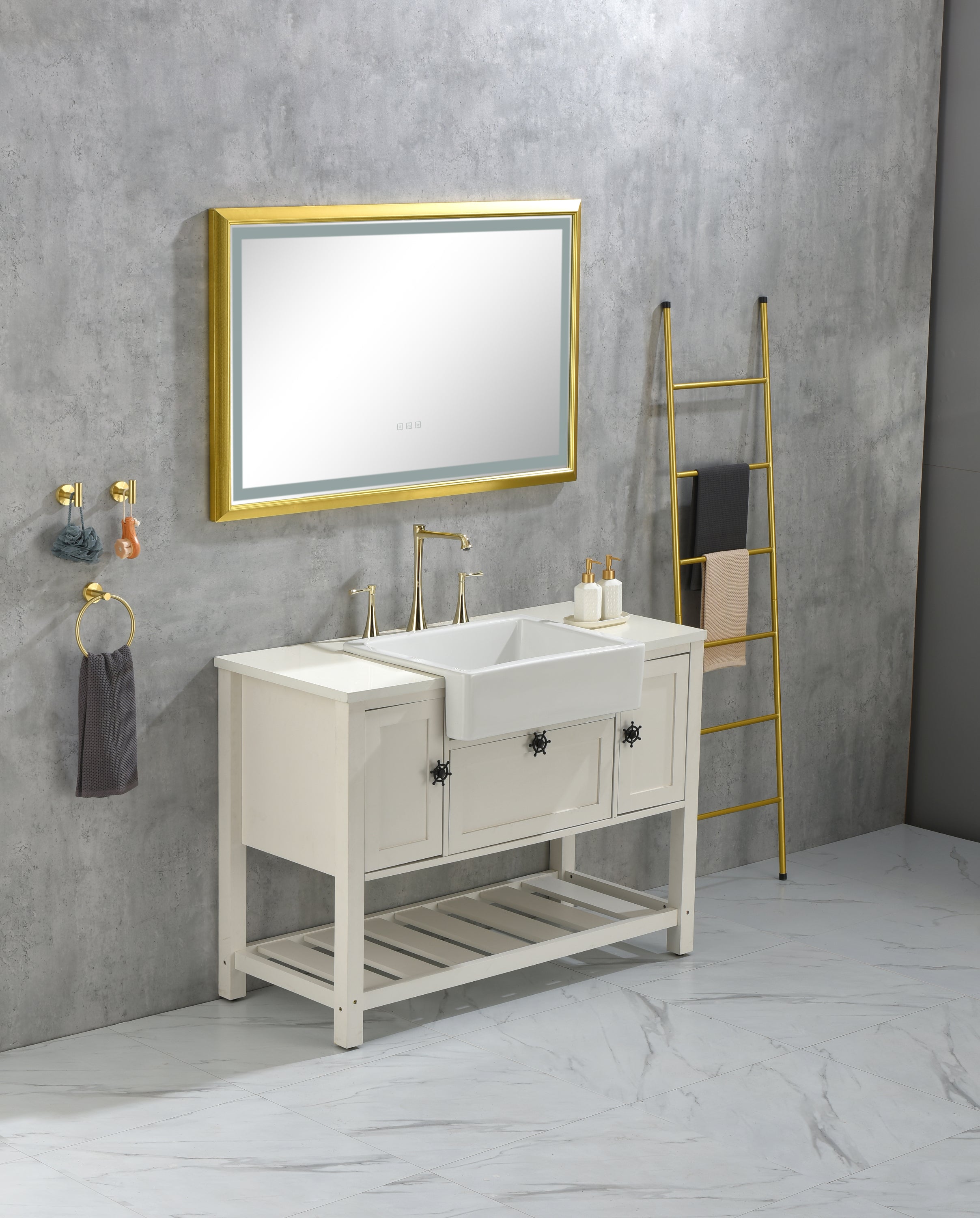 42 in. W x24 in. H Oversized Rectangular Framed LED Mirror Anti-Fog Dimmable Wall Mount Bathroom Vanity Mirror