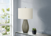 Lighting, 24'h, Table Lamp, Grey Resin, Ivory / Cream Shade, Contemporary