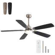 Modern 52 Inch Led Ceiling Fan With 110V 6 Speed Wind 5 Blades Remote Control Reversible DC Motor With Light
