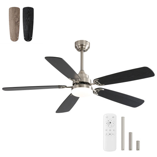 Modern 52 Inch Led Ceiling Fan With 110V 6 Speed Wind 5 Blades Remote Control Reversible DC Motor With Light