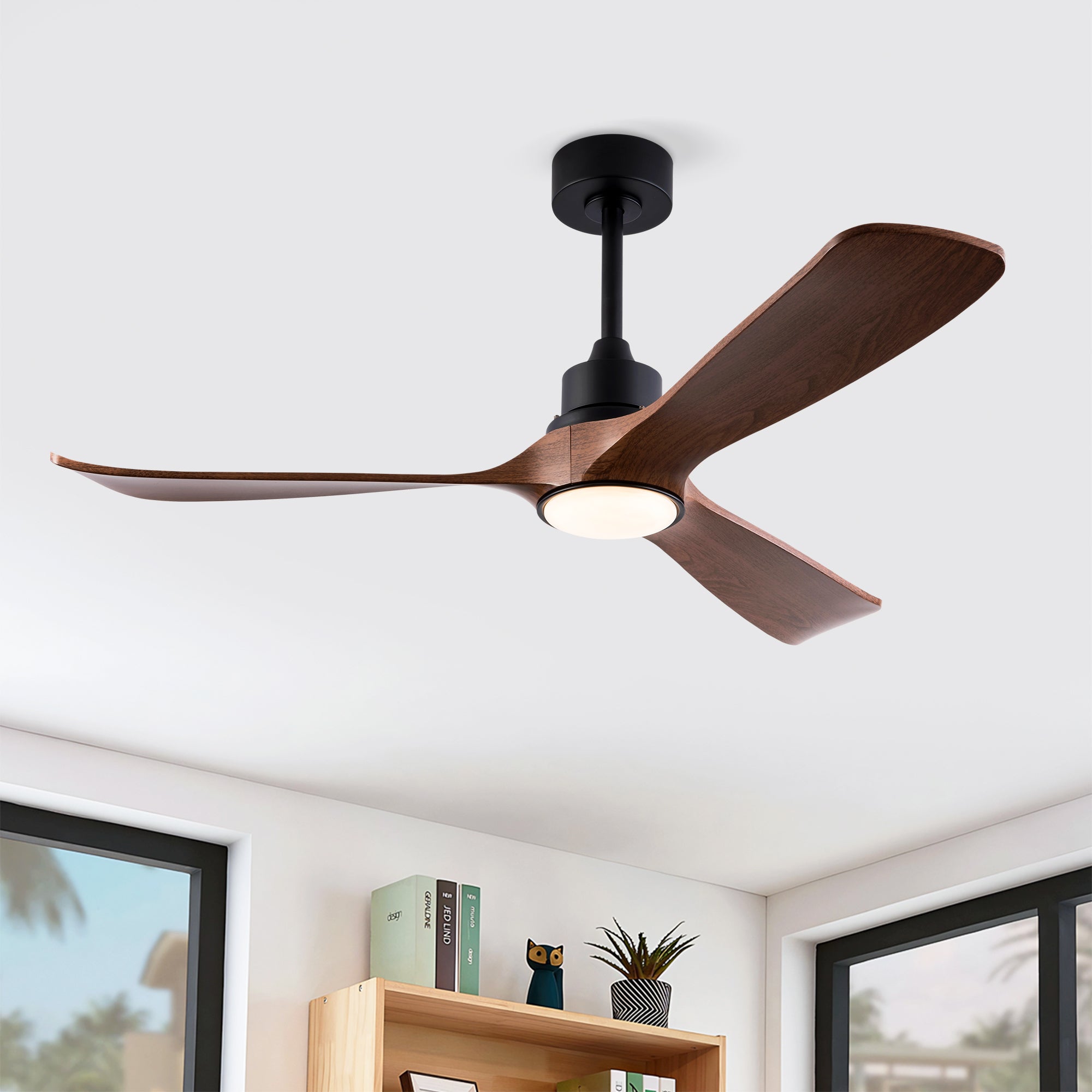Hot sales 52 Inch Modern Ceiling Fan With 3 Color Dimmable 3 ABS Blades Remote Control Reversible DC Motor With Led Light