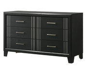 1pc Contemporary Six Drawers Dresser Bed Side Cabinet Wooden Furniture Charcoal Color