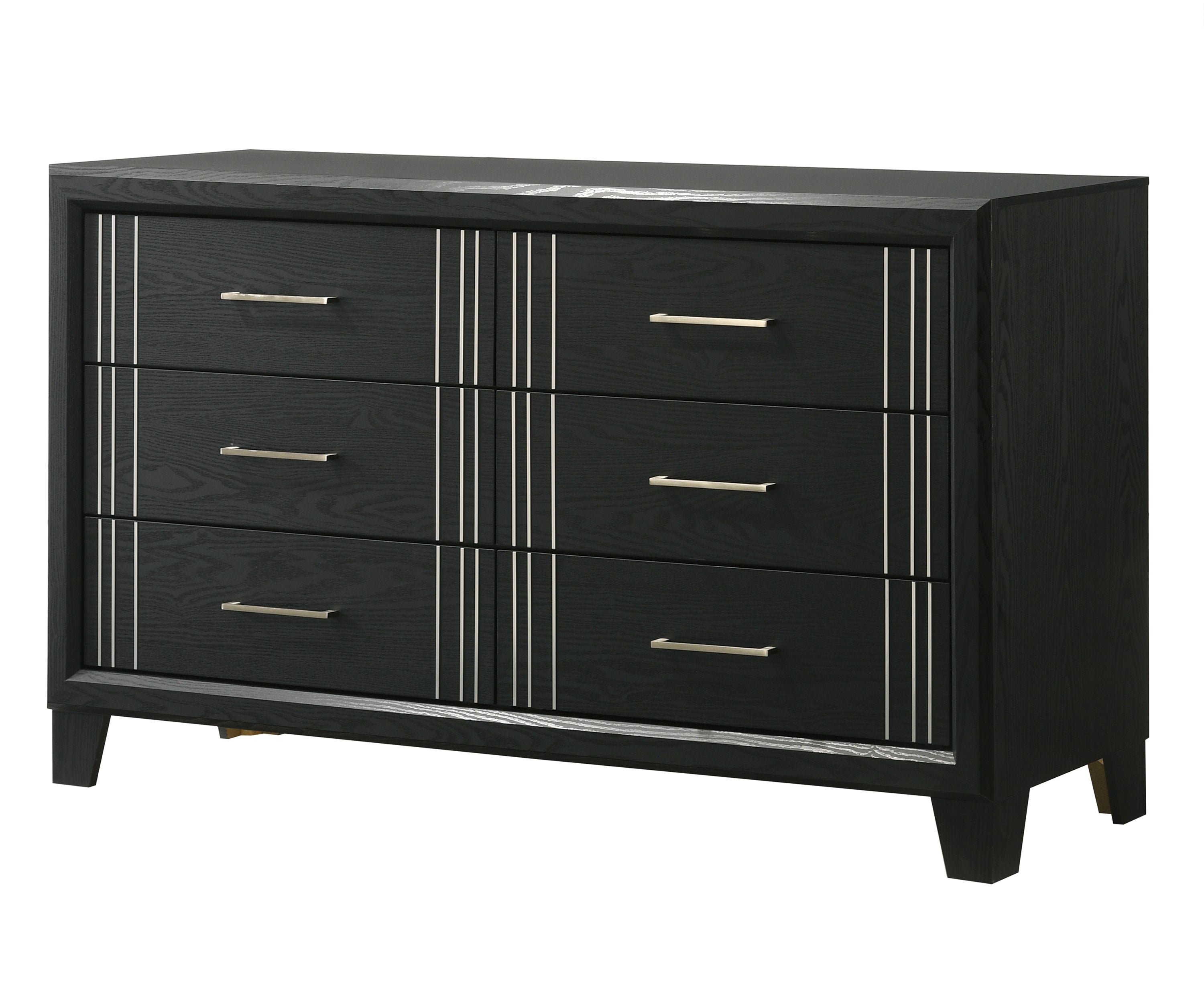 1pc Contemporary Six Drawers Dresser Bed Side Cabinet Wooden Furniture Charcoal Color