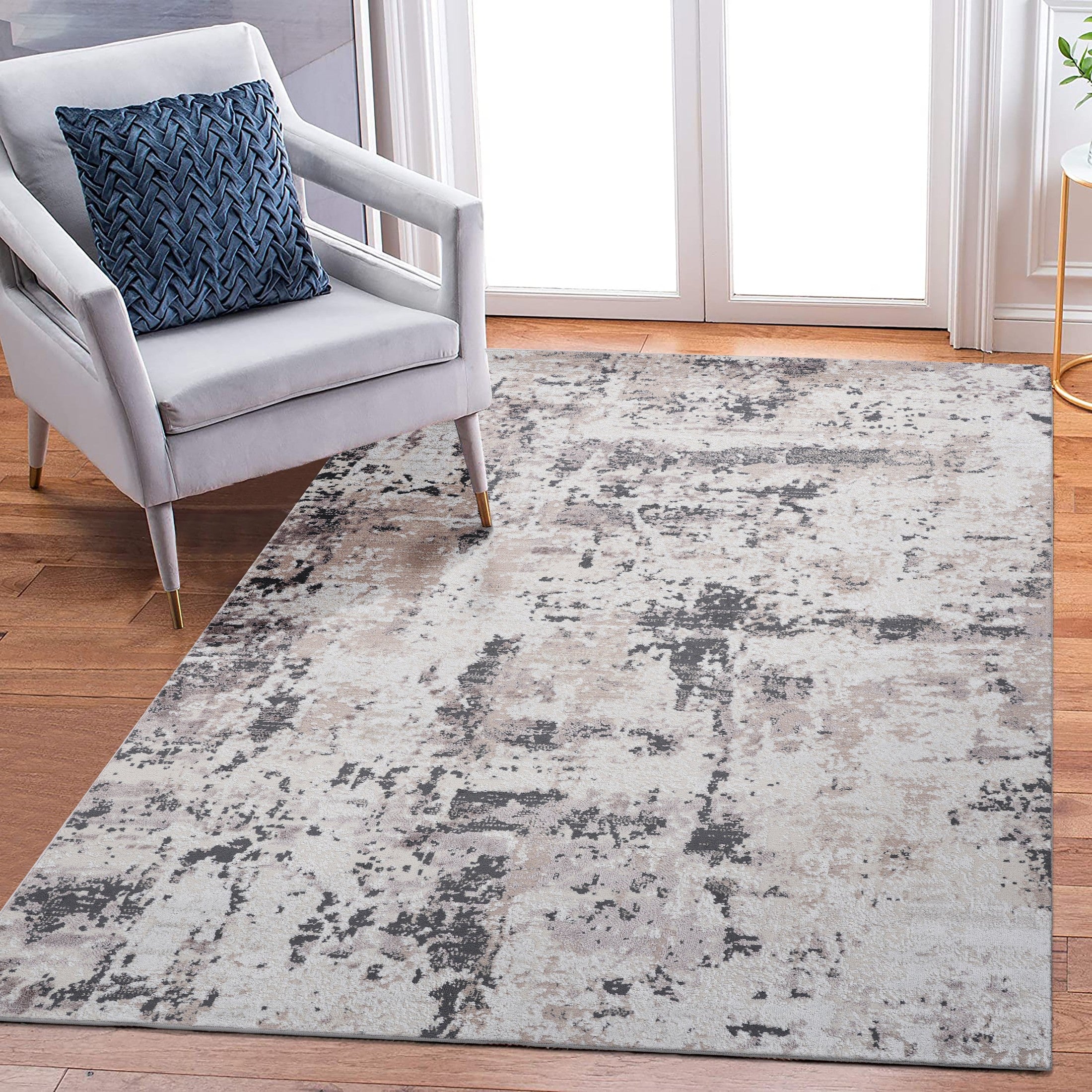 PAYAS Collection 8X10 Cream / Brown / Abstract Area Rug