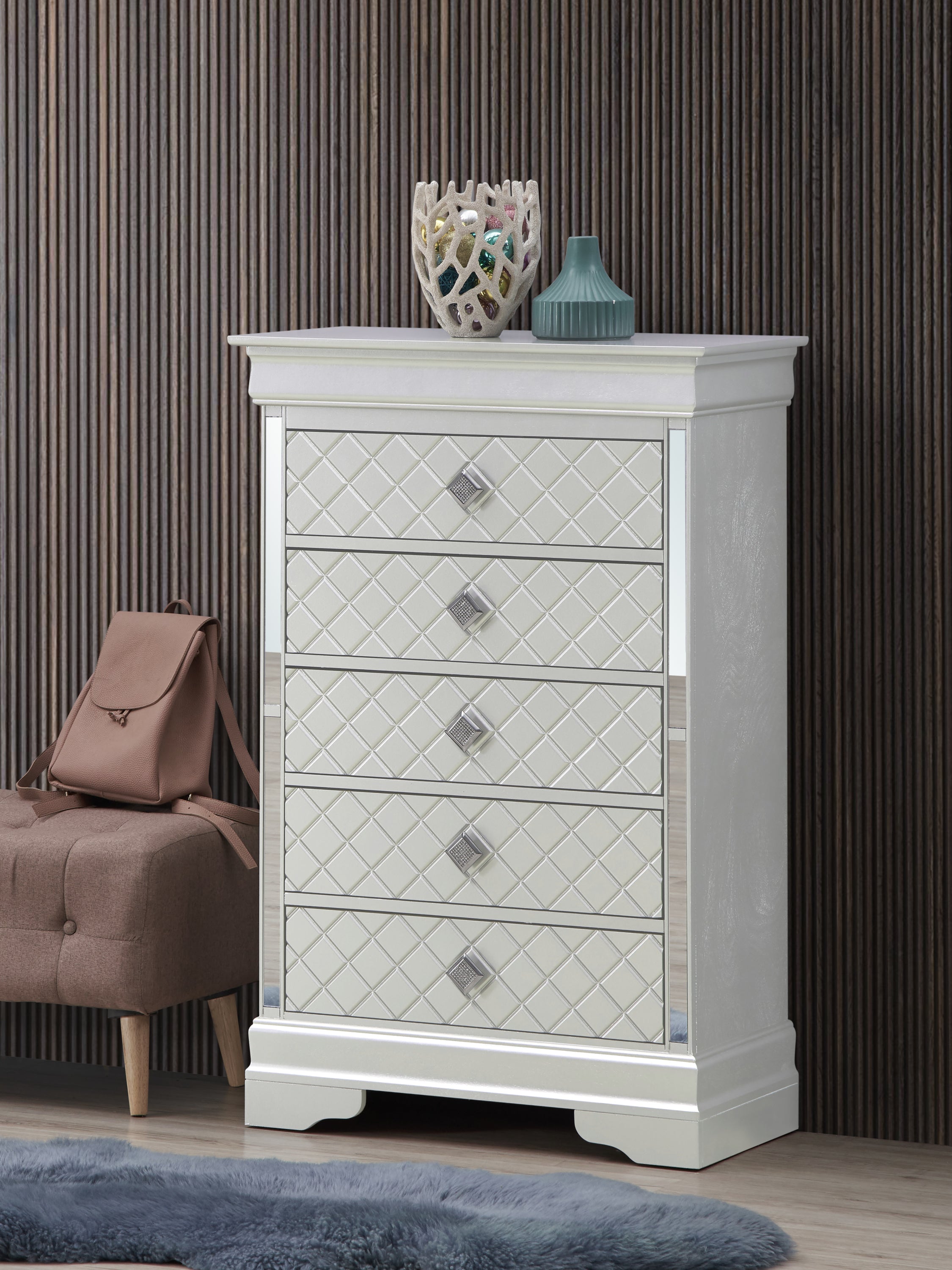 Verona G6700-CH Chest , Silver Champagne