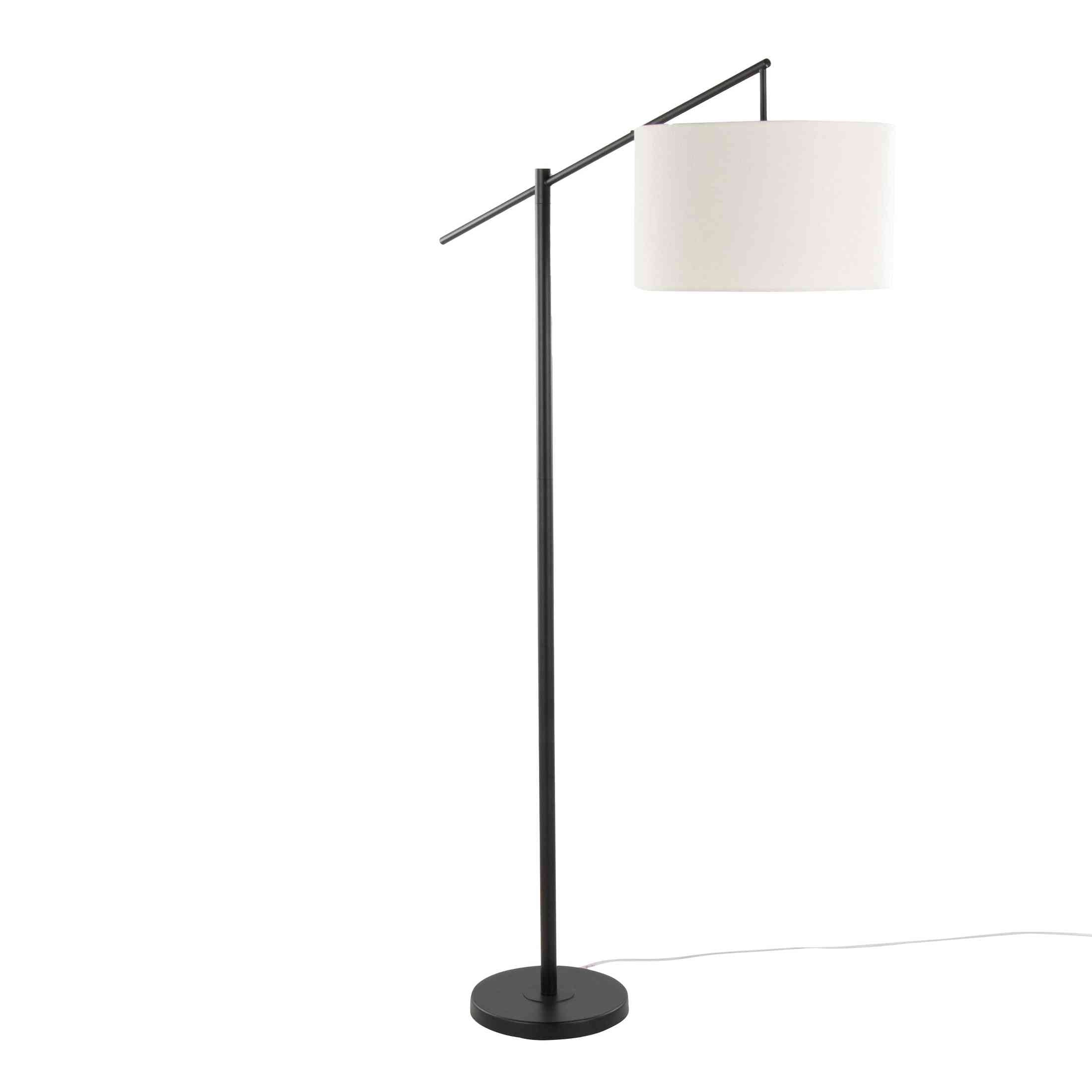 Casper 69' Contemporary Metal Floor Lamp in Matte Black Metal with Natural Linen Shade from Grandview Gallery by LumiSource