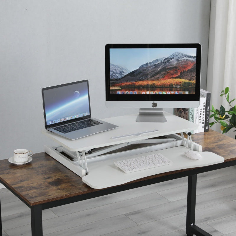 32 Inch Desk Converter, Height Adjustable Sit to Stand Riser, Dual Monitor and Laptop Workstation with Wide Keyboard Tray, Standing Computer Desk, WHITE (PRIME BIG DEAL DAYS)