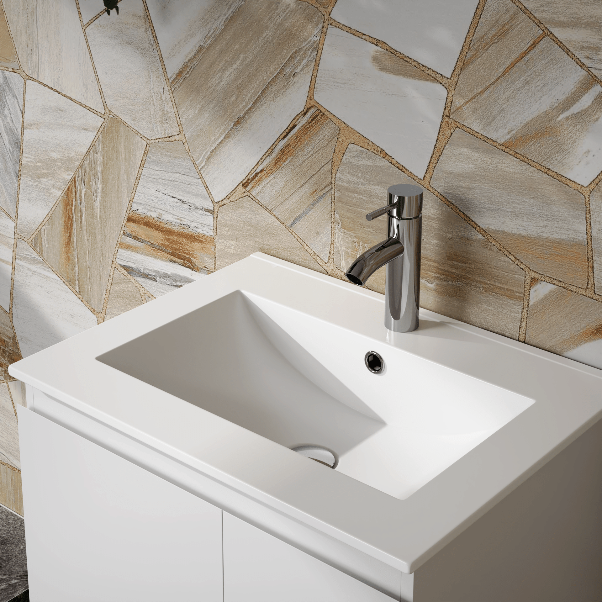 Goodyo 24' Ceramic Wash Sink Drop in for Bathroom Cabinets, White