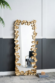 61' x 31' Full Length Mirror with Golden Leaf Accents, Floor Miiror for Living Room Bedroom