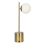 Ethereal Modern Small Brass Metal Table Lamp with White Glass Globe Shade, Elegant Desk Lamp Fixture 22'H x 9.3'W x 5.8'D for Living Room, Desk Lamps for Office Reading