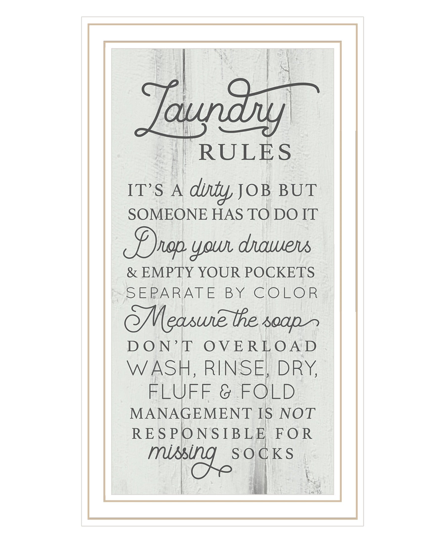'Laundry Rules' by Lux+ Me Designs, Ready to Hang Framed Print, White Frame
