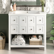36'' Bathroom Vanity with Undermount Sink,Free Standing Vanity Set with 4 Drawers& Soft Closing Doors,Solid Wood Frame Bathroom Storage Cabinet (Same as SW000123AAK)