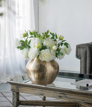 11x11x9' Aluminum Chisel Flower Vase, Gold