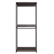 Monica Farmhouse Industrial Wood Walk-in Closet with One Shelf in Rustic Gray, Solid Wood Frame