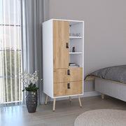 Huna Tall Dresser, Unit with Door, 2 Drawers, and Open Shelves