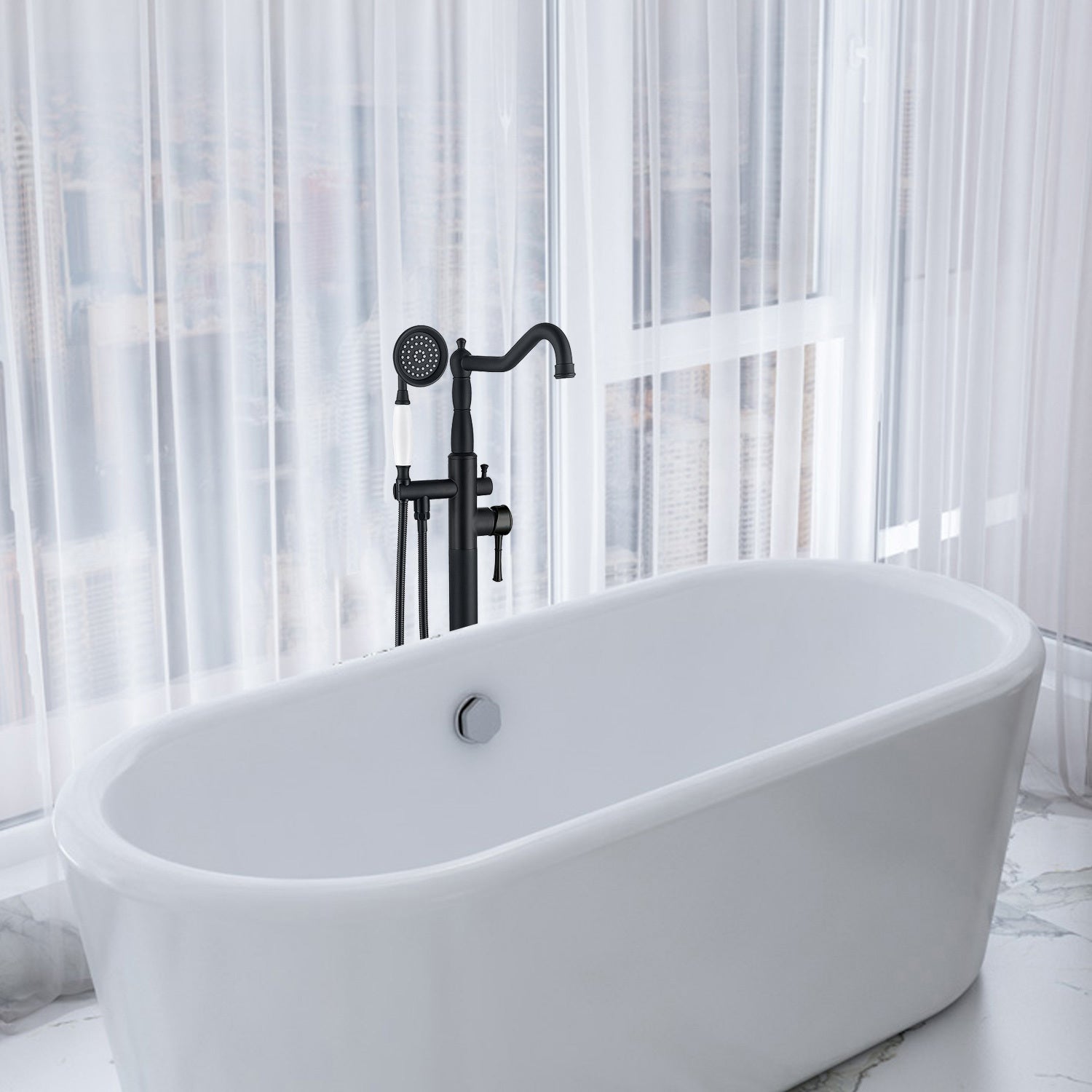 Freestanding Bathtub Faucet with Hand Shower