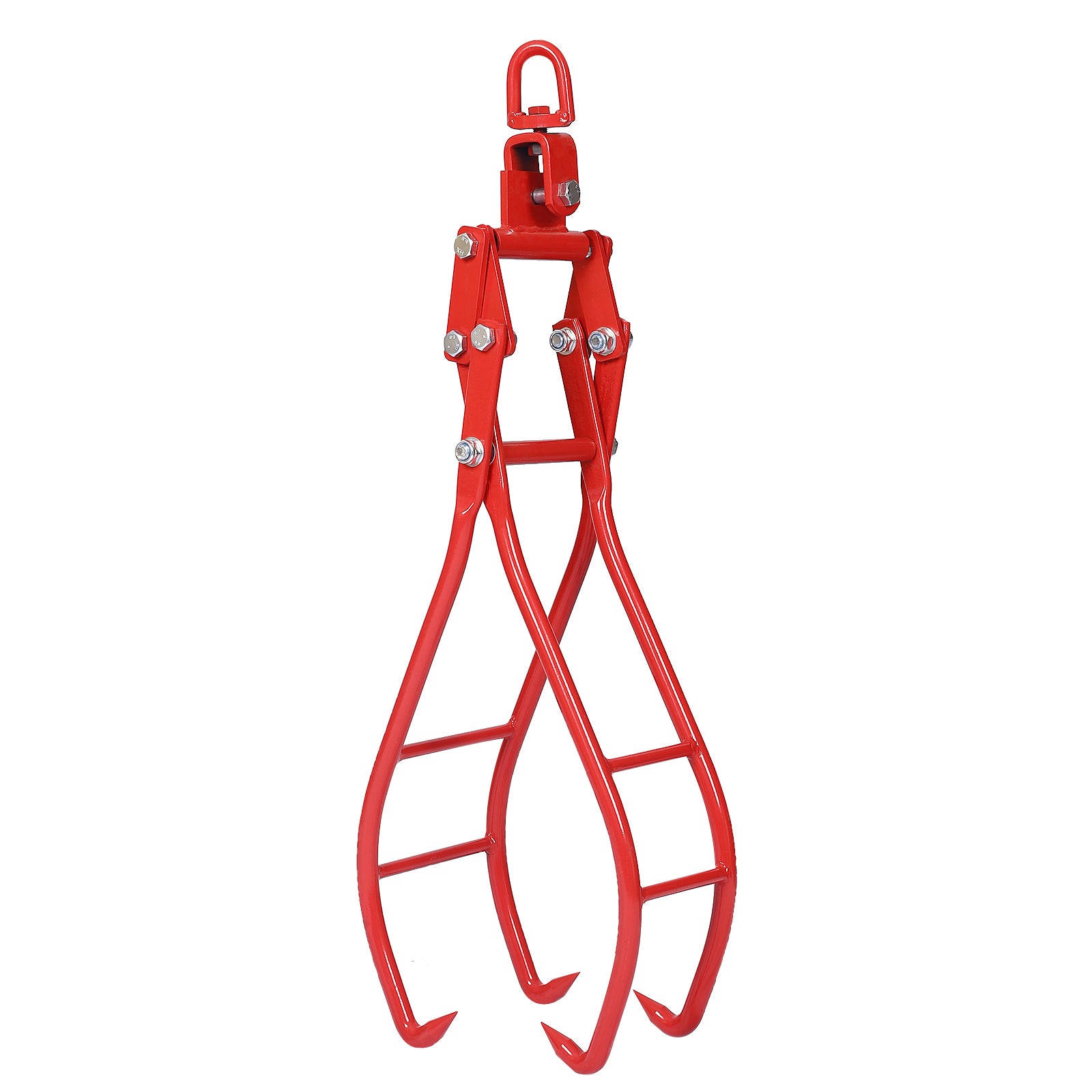Heavy-Duty 4 Claw Timber Log Lifting Tongs Grabber with 36-Inch Opening, Red Carbon Steel