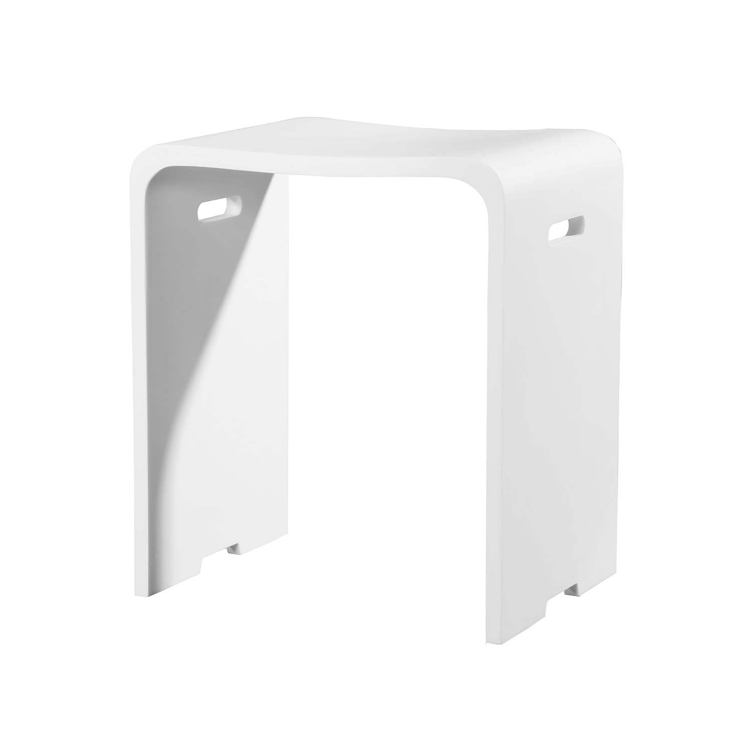 DAX Solid Surface Shower Stool – Matte White – Waterproof Bath Seat 17'x15'x11' – Ergonomic Modern Design, Durable & Easy to Clean – Spa & Bathroom Use