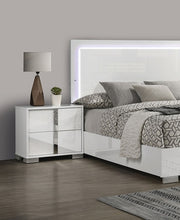 White Color Modern Gorgeous 1pc Bedside Table Bedroom Nightstand Chrome Legs UV Finish