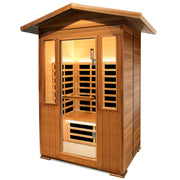 Outdoor Double Red Cedar Far Infrared Sauna Room with Bluetooth and Ambient Lighting